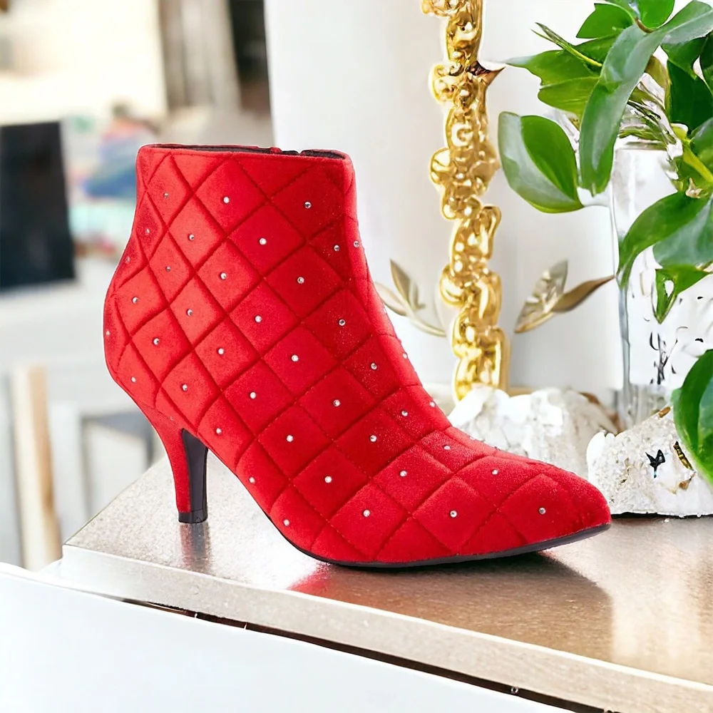 Red Rhinestone Booties - Picture 4 of 7